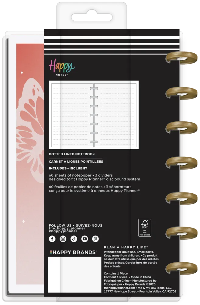 Happy Planner Butterfly Bliss mini carnet pointillé 60 pages