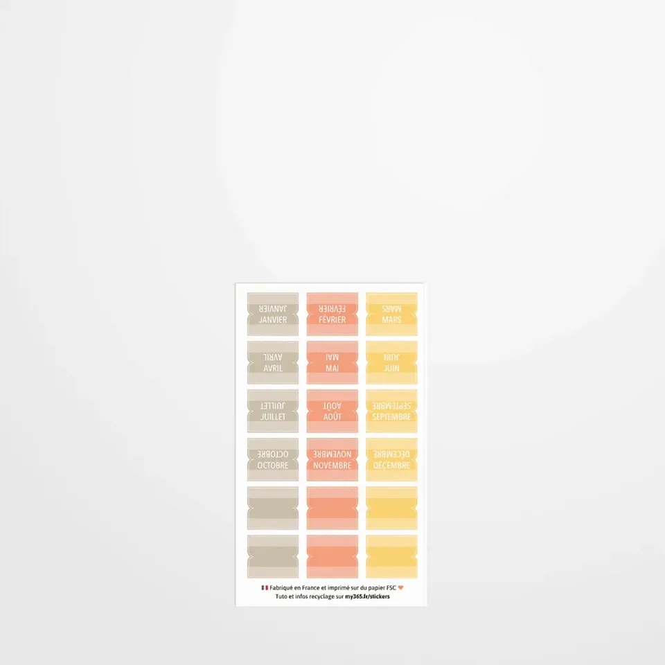 My365 stickers onglets mensuels 3 couleurs repositionnables