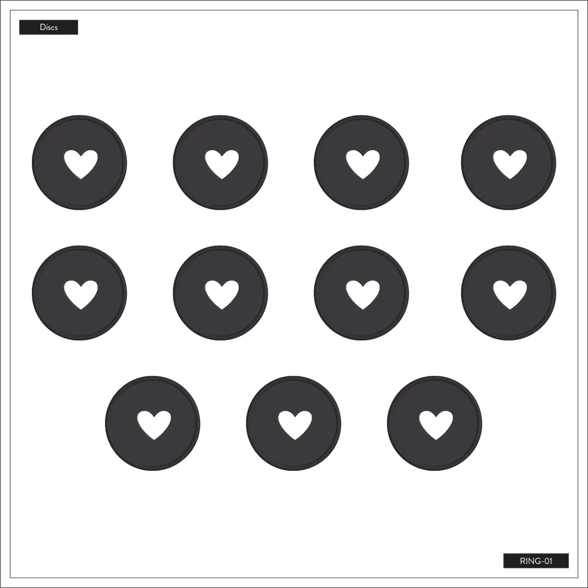 Happy Planner Expander disques extension noirs 44 mm lot de 11