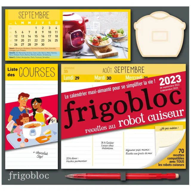 Frigobloc Hebdomadaire 2023 calendrier frigo robot cuiseur aimanté