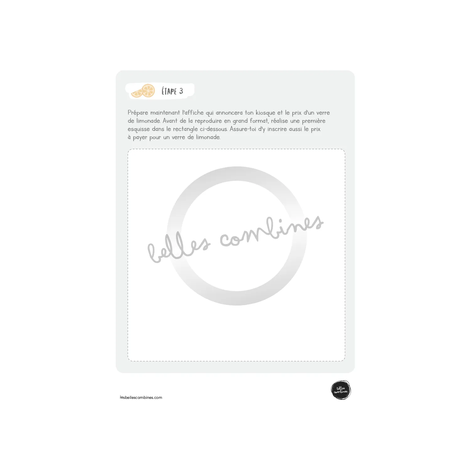 Les Belles Combines Kiosque à limonade fiche enfant été