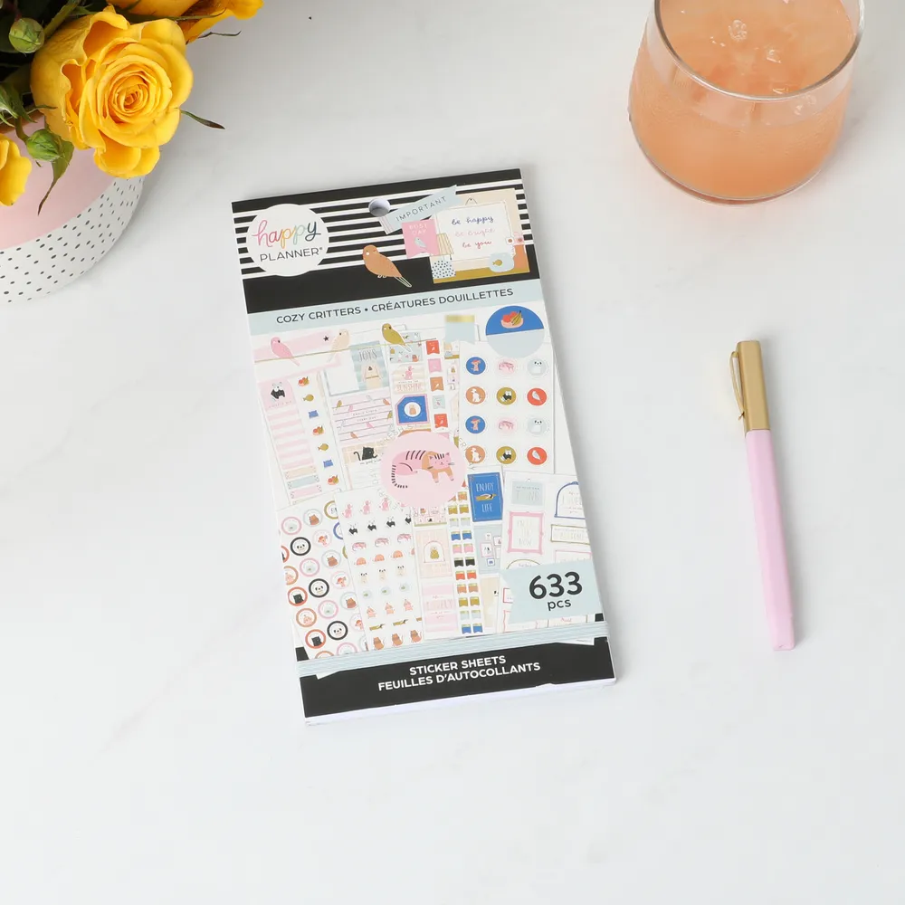 Happy Planner Cozy Pet Critters stickers 633 doré