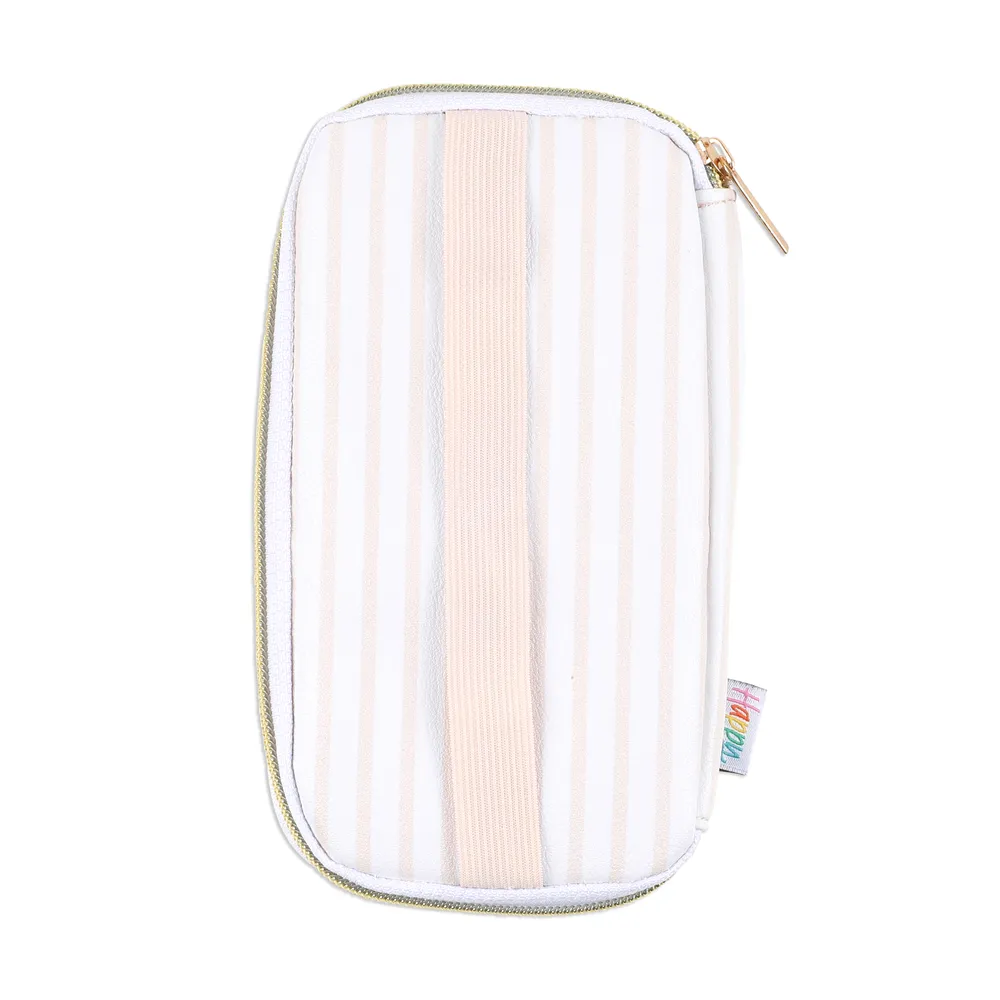 Happy Planner Peachy Stripes pochette zippée pêche à élastique