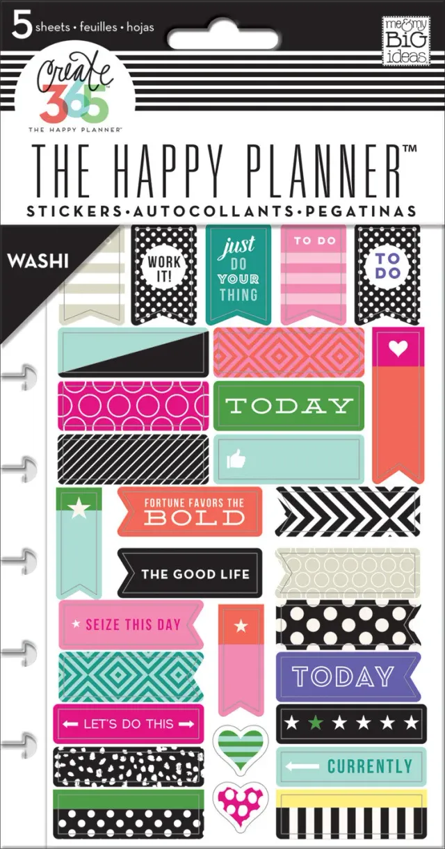 Happy Planner Washi pack stickers 5 planches