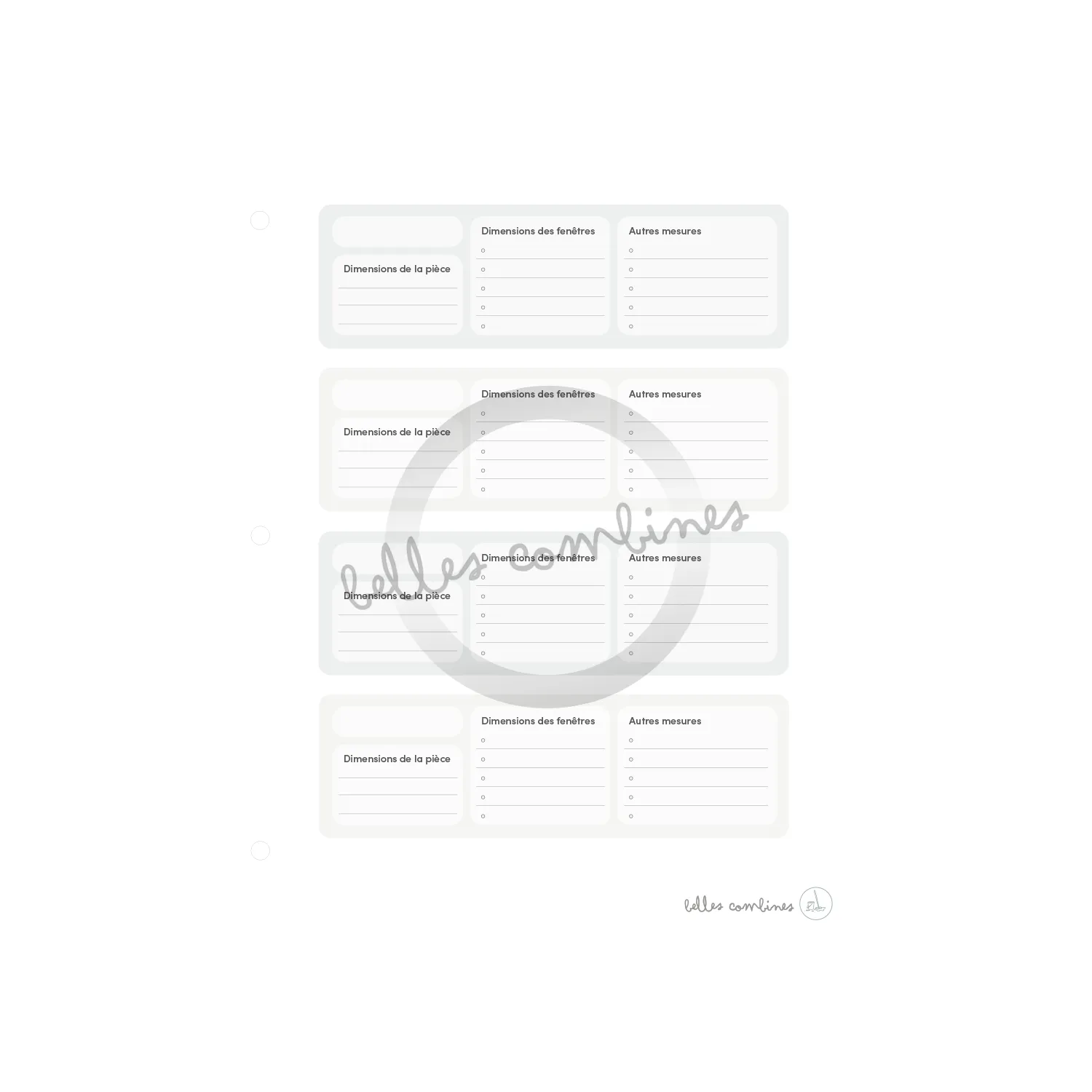 Les Belles Combines Mesures maison fiche organisation à imprimer