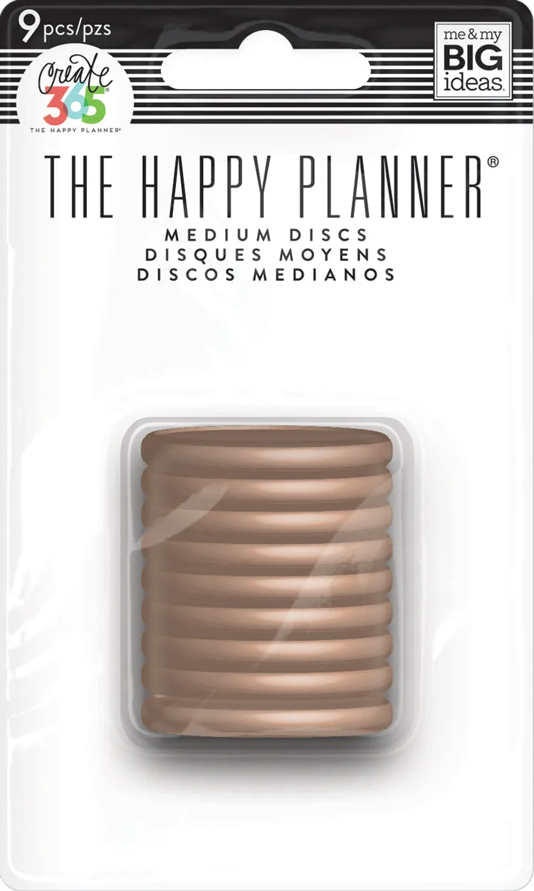 Happy Planner disques Medium rose gold anneaux x9
