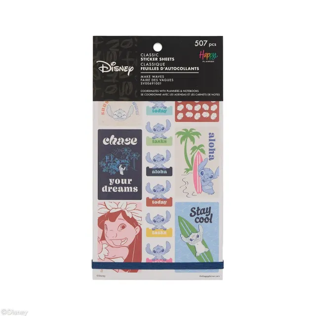 Happy Planner Lilo & Stitch Make Waves stickers tropical 30 feuilles