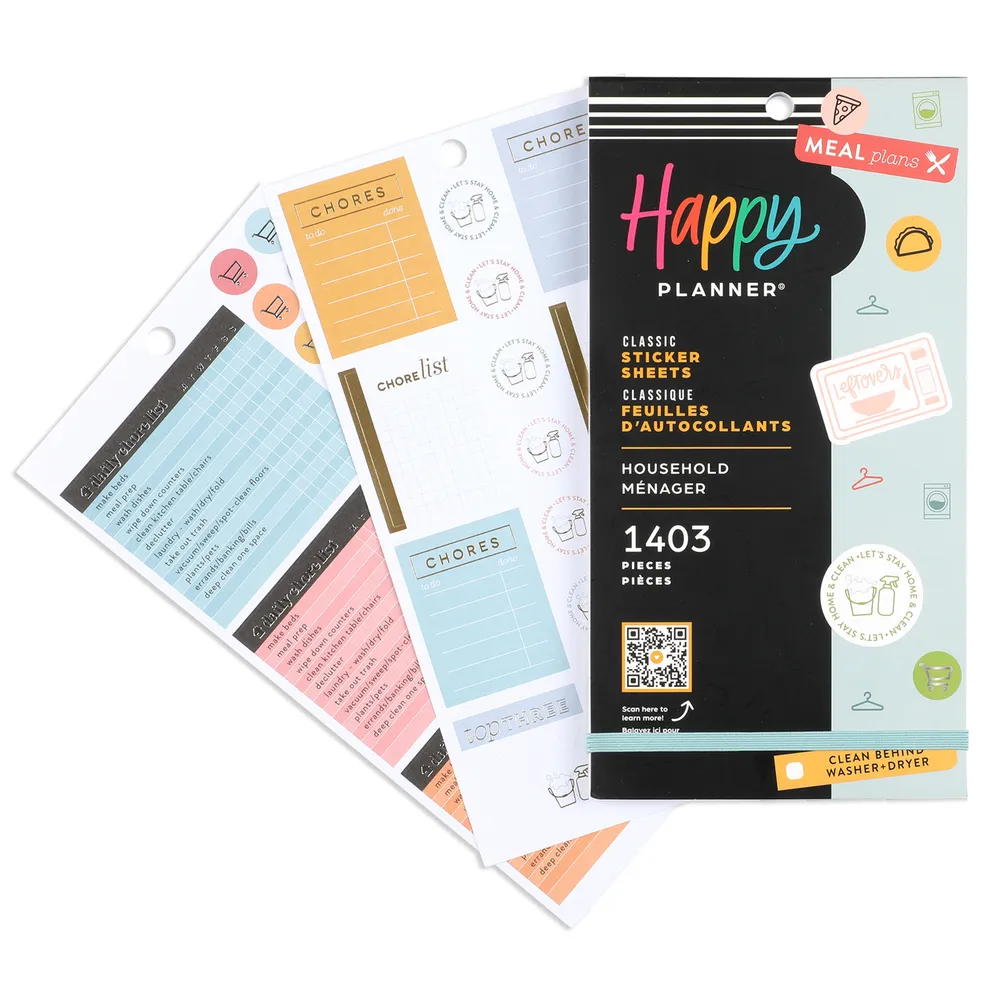 Happy Planner Daily Chores carnet stickers ménage 30 planches