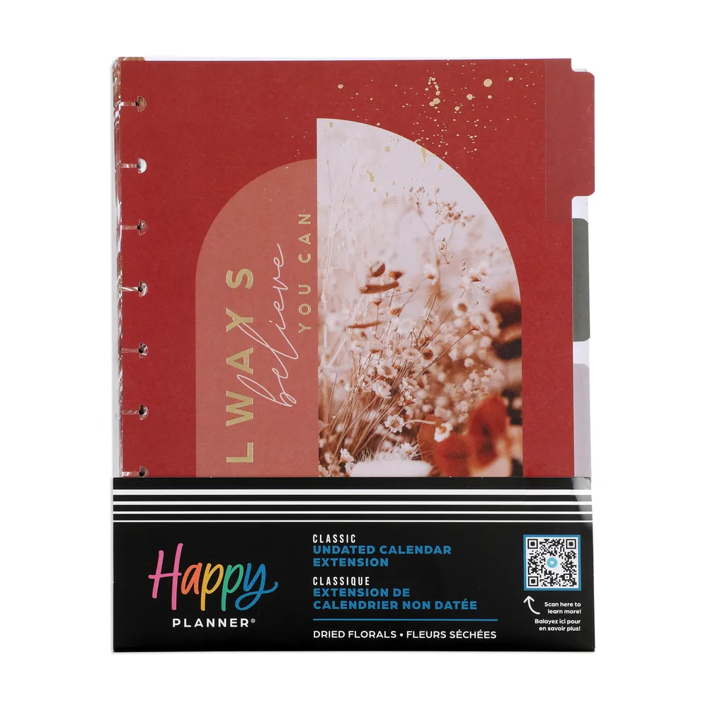 Happy Planner Dried Florals recharge agenda Classic 3 mois