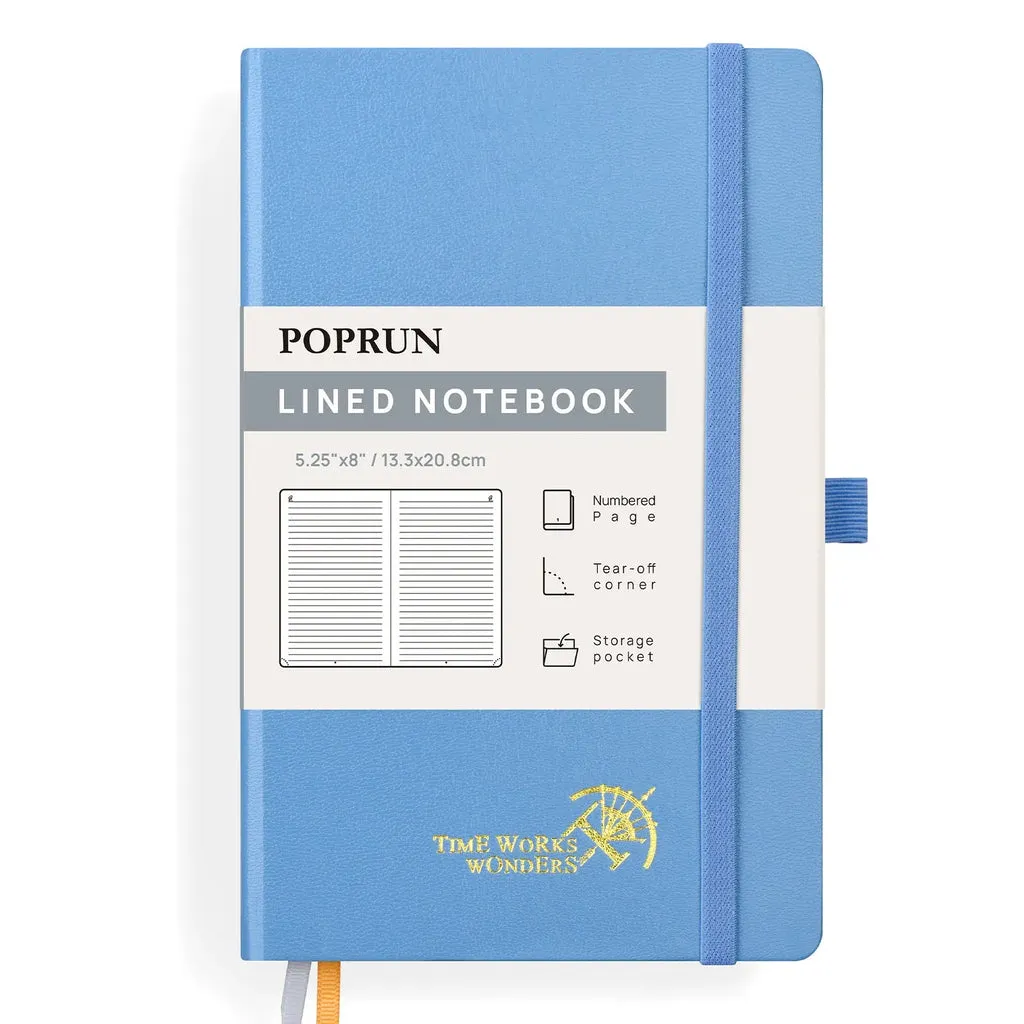 Poprun CH127L carnet ligné A5 rigide bleu brume 128 pages