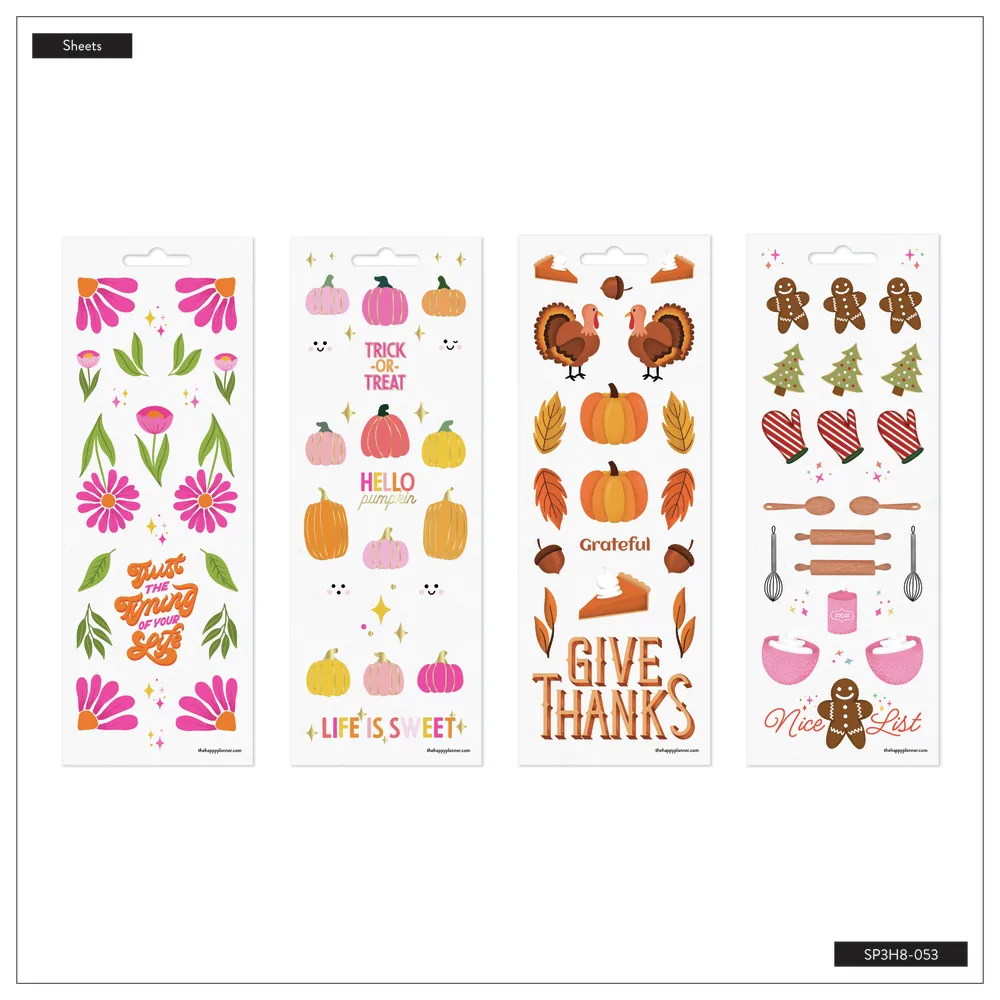Happy Planner Seasons of Joy stickers saisonniers 8 planches