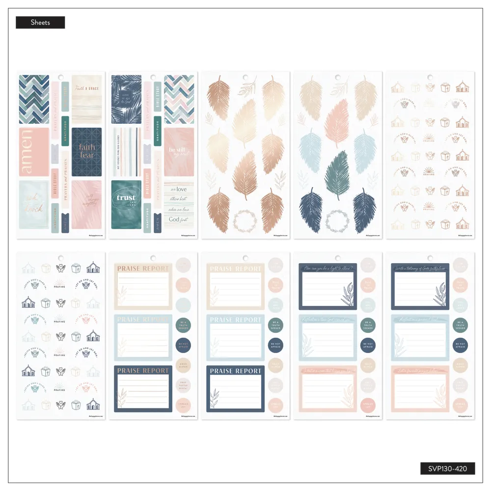 Happy Planner Coastal Faith stickers 30 planches 555 autocollants