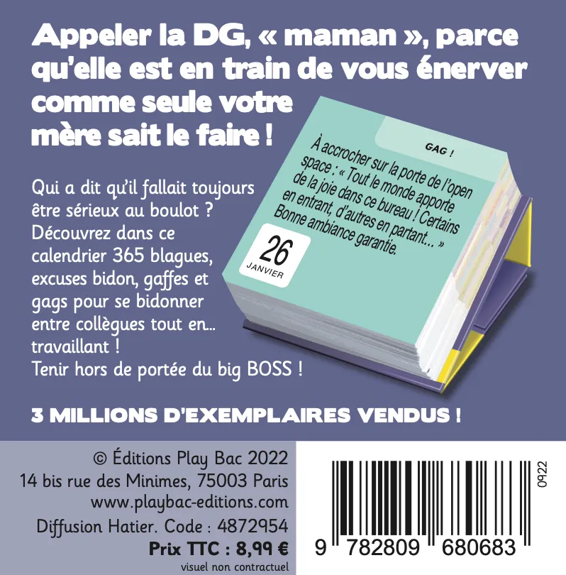 Frigobloc 365 blagues de boulot mini calendrier humour bureau