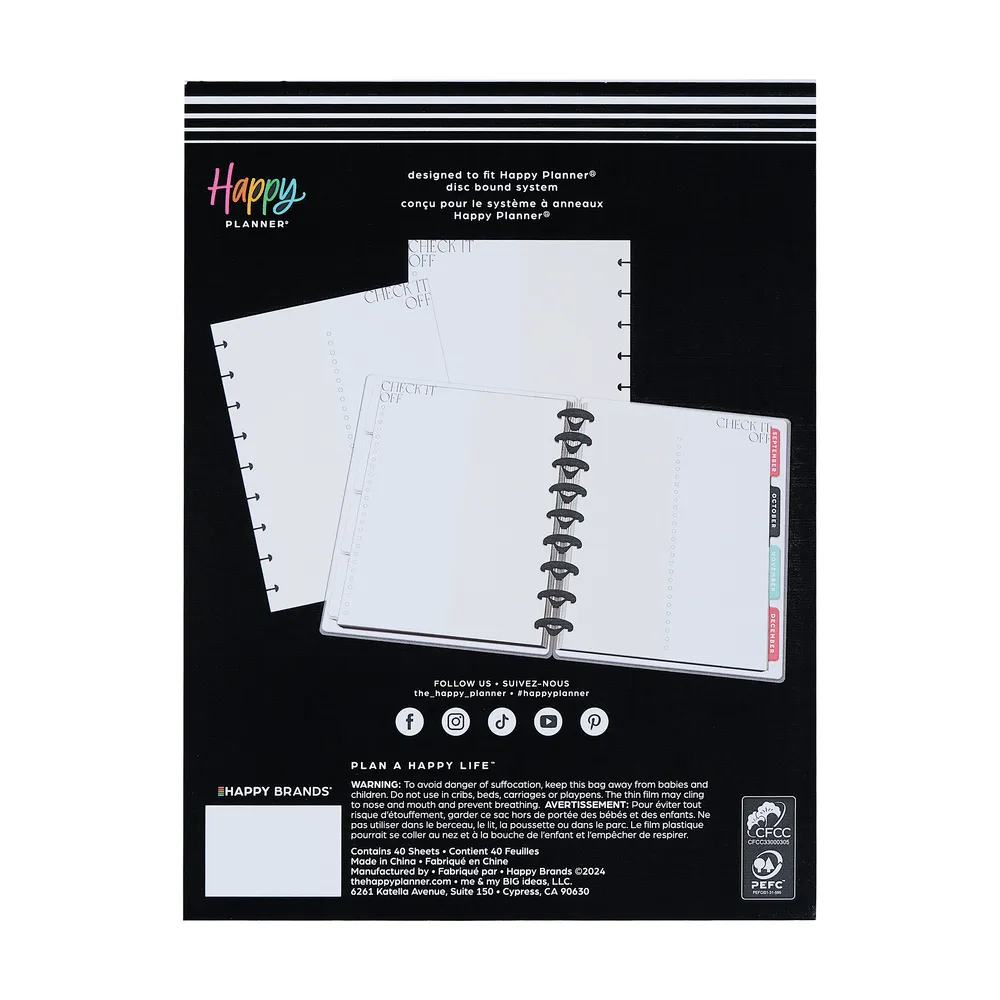 Happy Planner Check It Off Classic papier recharge 40 feuilles dot