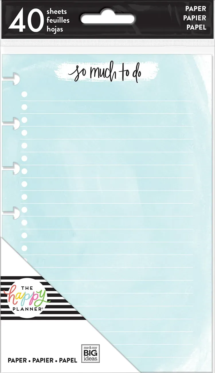 Happy Planner Watercolor recharge papier mini 40 feuilles