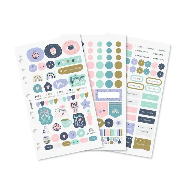 Filofax Good Vibes Stickers autocollants 6 feuilles repositionnables