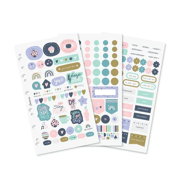 Filofax Good Vibes Stickers autocollants 6 feuilles repositionnables