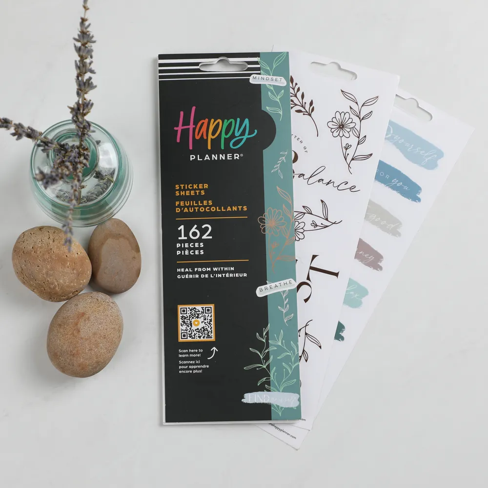 Happy Planner Heal From Within autocollants 8 feuilles 162 doré rose