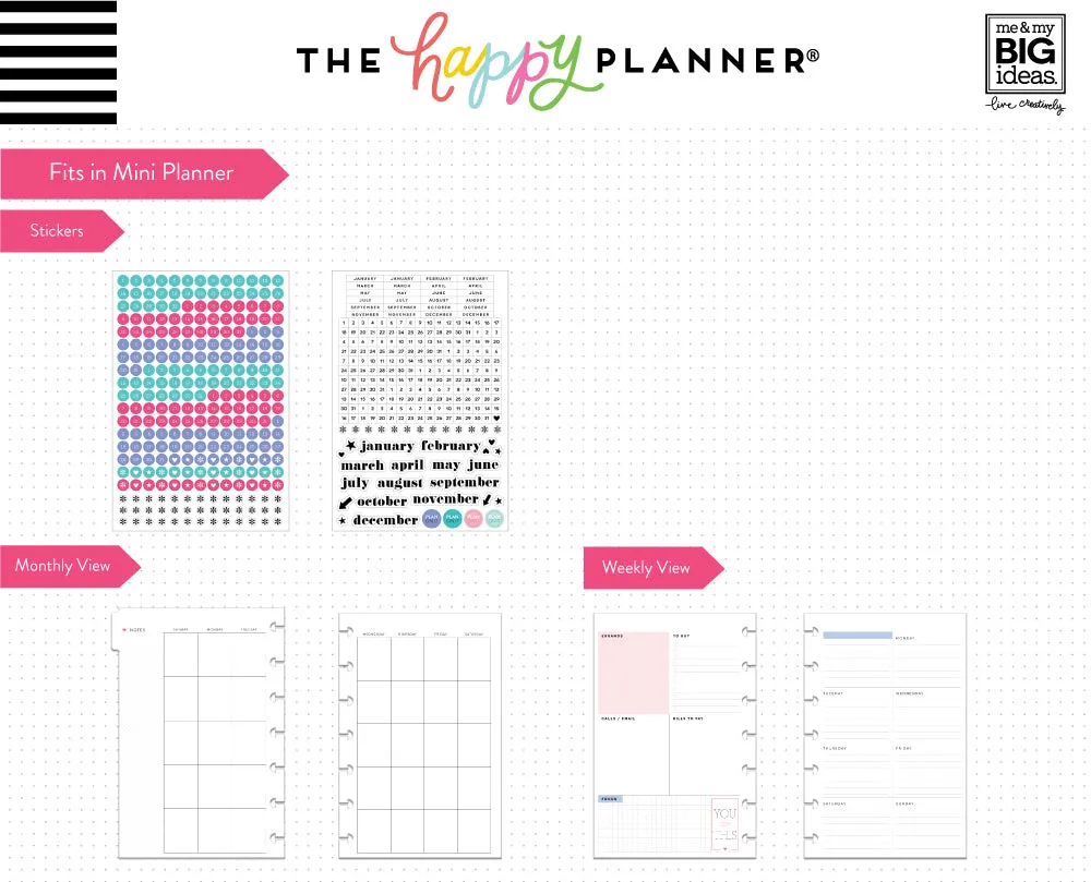 Happy Planner extension mini dashboard non datée 6 mois