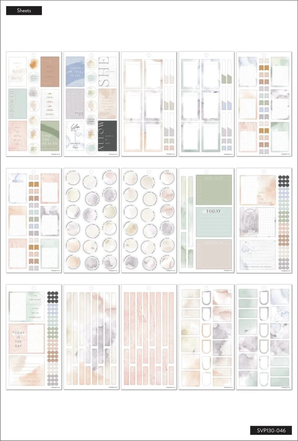 Happy Planner Neutral Watercolors Value Pack carnet 691 stickers