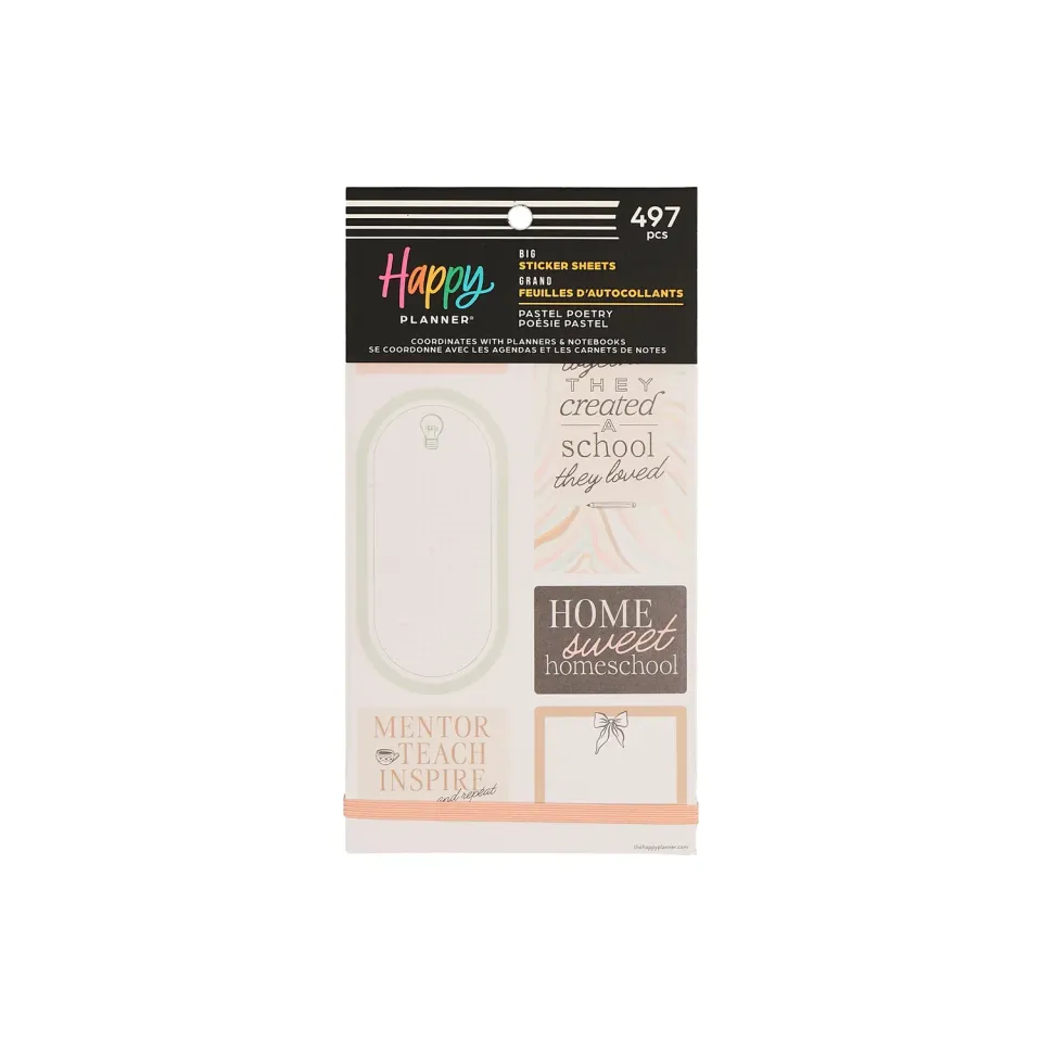 Happy Planner Pastel Poetry Value Pack stickers grand 30 feuilles