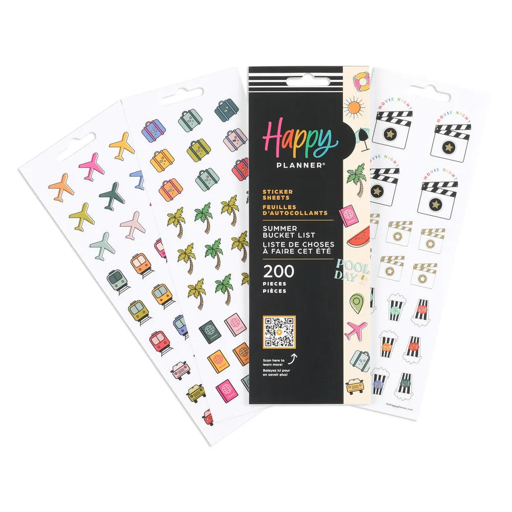 Happy Planner Summer Bucket List stickers 8 feuilles ete