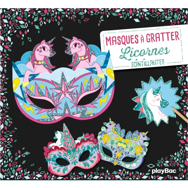 Frigobloc Masques à gratter licornes pochette 5 masques