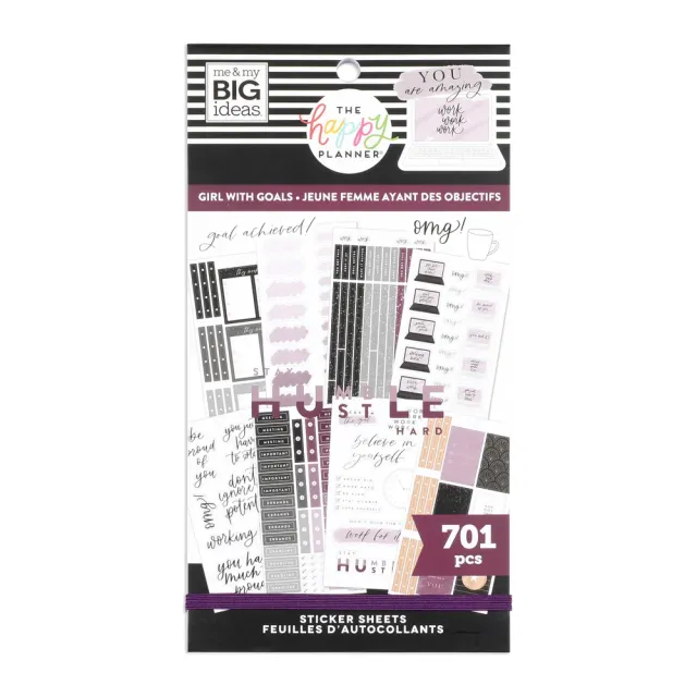 Happy Planner Girl With Goals stickers 701 pièces violet doré