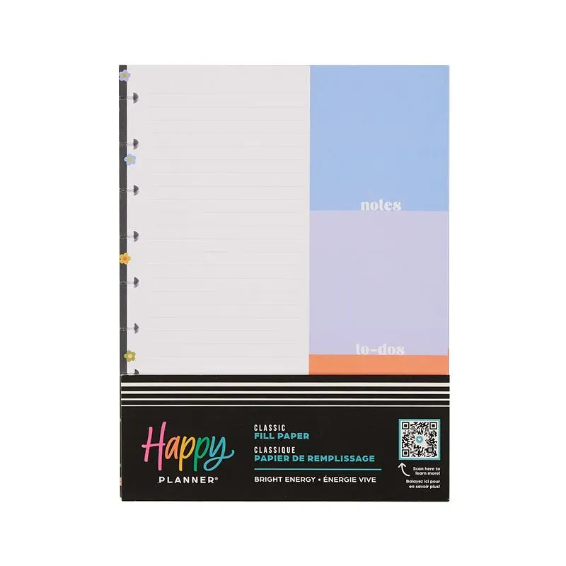 Happy Planner Bright Energy recharge pointillée Classic 40 feuilles