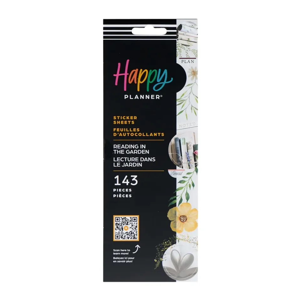 Happy Planner Reading in the Garden stickers jardin 8 feuilles