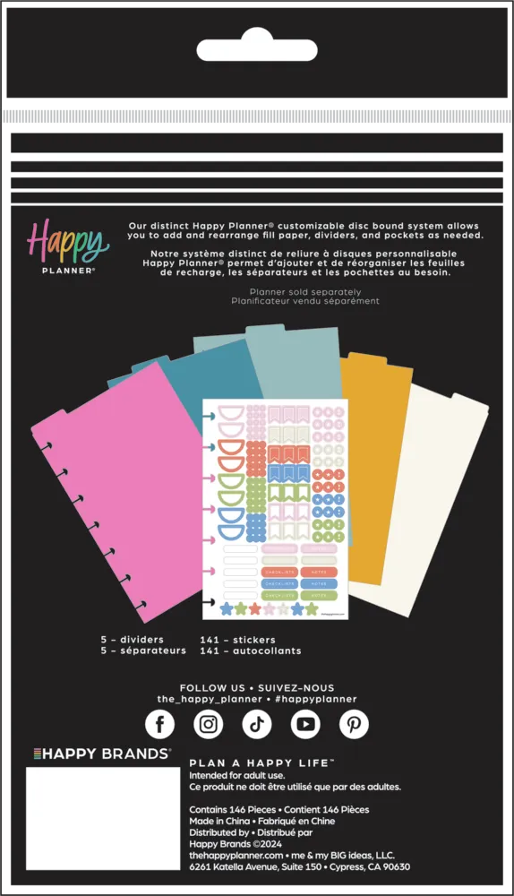Happy Planner Bright Day Mini intercalaires plastique x5 multicolore