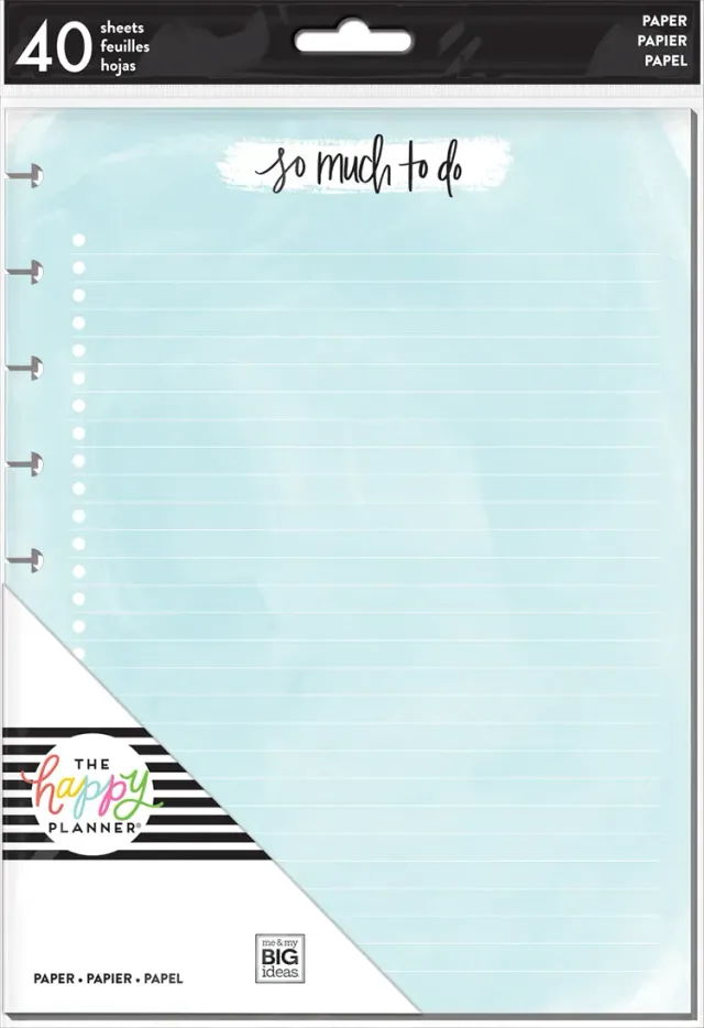 Happy Planner Watercolor Classic recharge papier 60 feuilles ligné