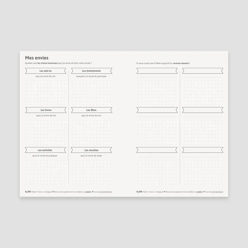 My365 Mes envies fichier PDF printable envies