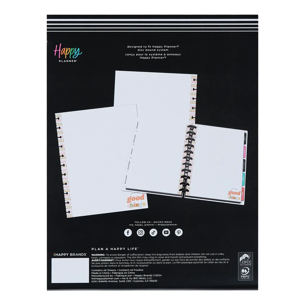 Happy Planner Simple Joys papier recharge Big pointillé 40 feuilles