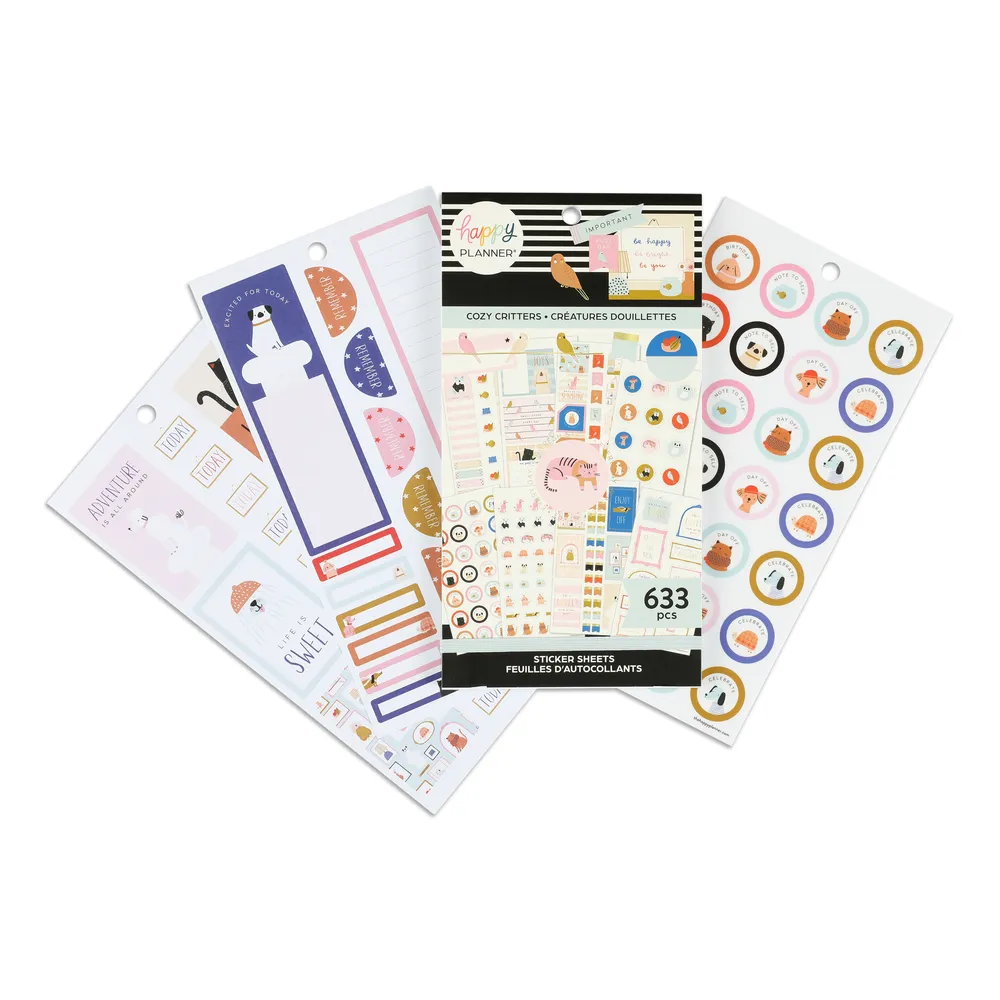 Happy Planner Cozy Pet Critters stickers 633 doré