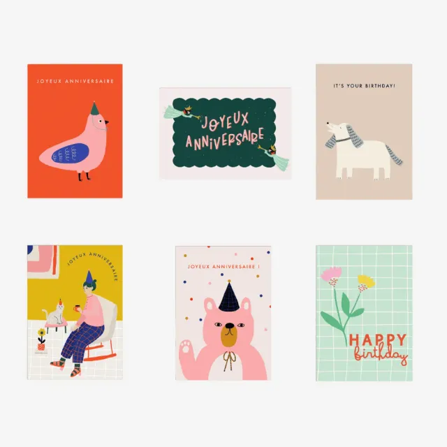 My365 Anniversaire cartes postales lot de 6