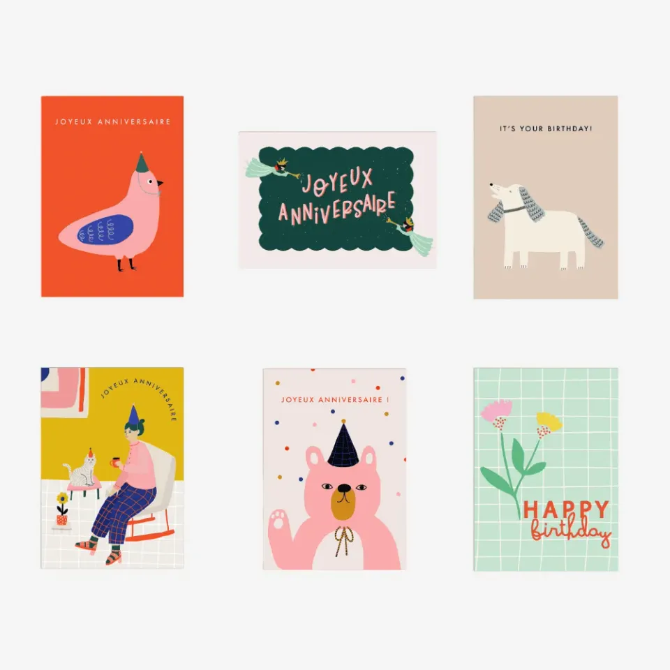 My365 Anniversaire cartes postales lot de 6