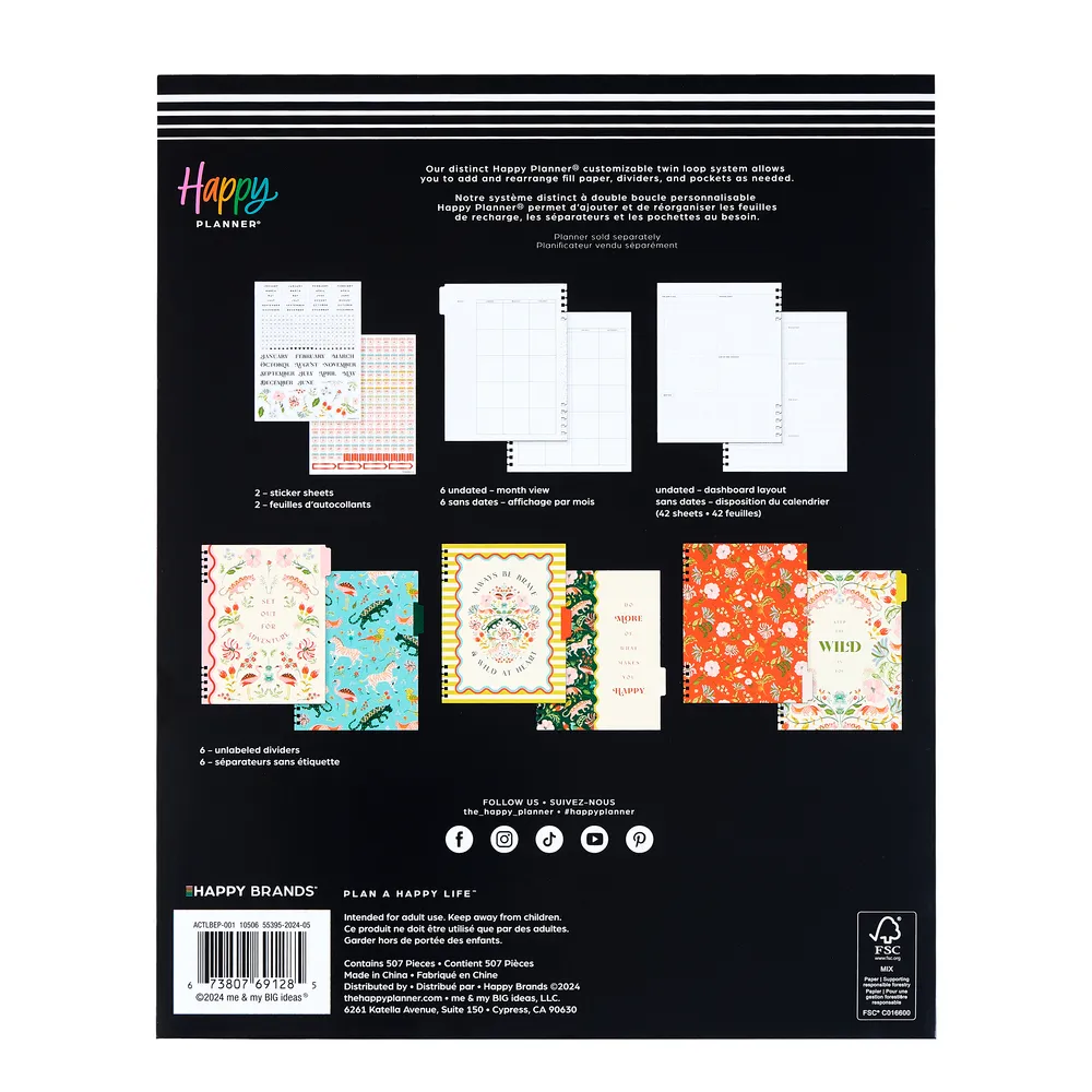 Happy Planner Lush Linens Big extension agenda 6 mois dashboard
