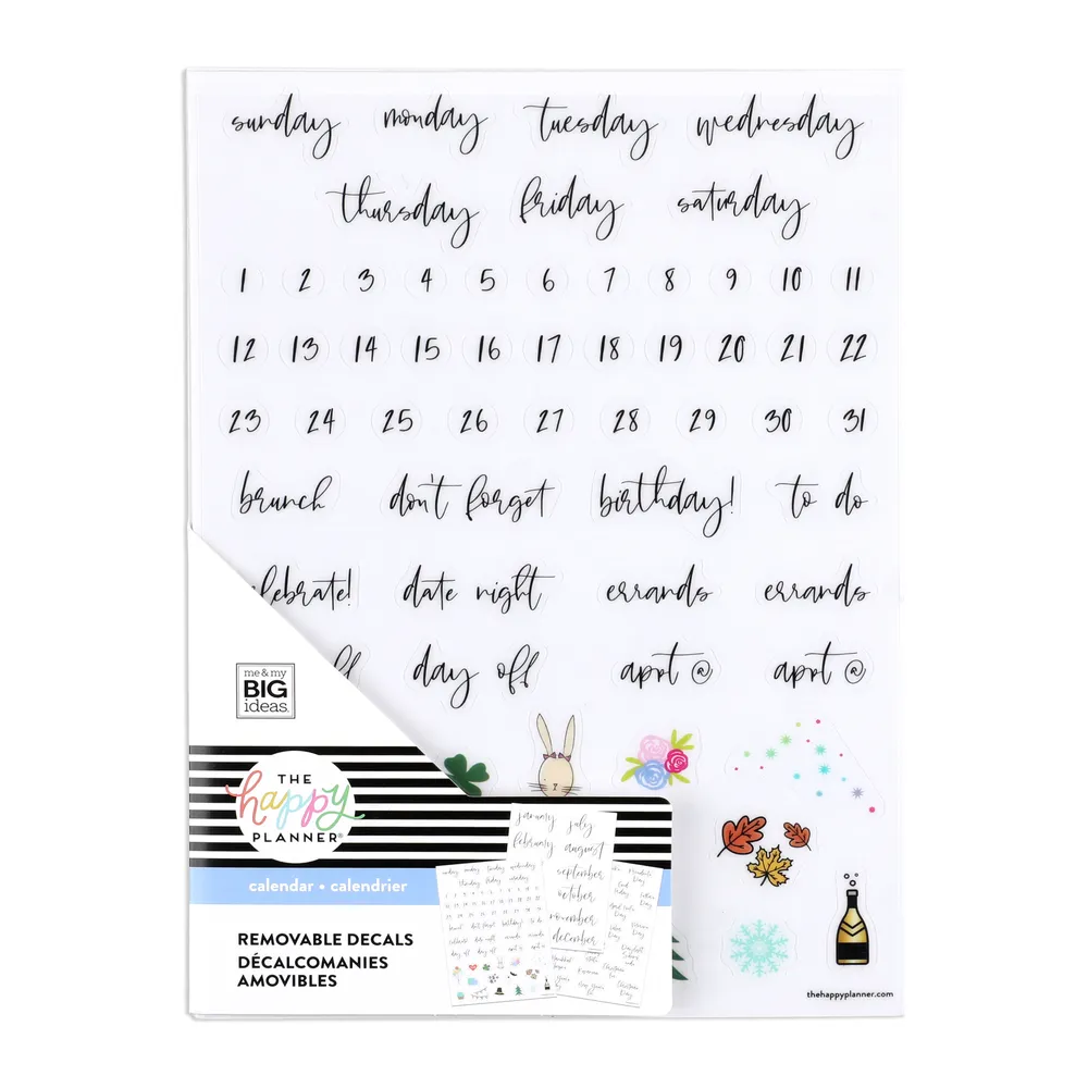 Happy Planner Seasonal Script decals tableau blanc 101 pièces