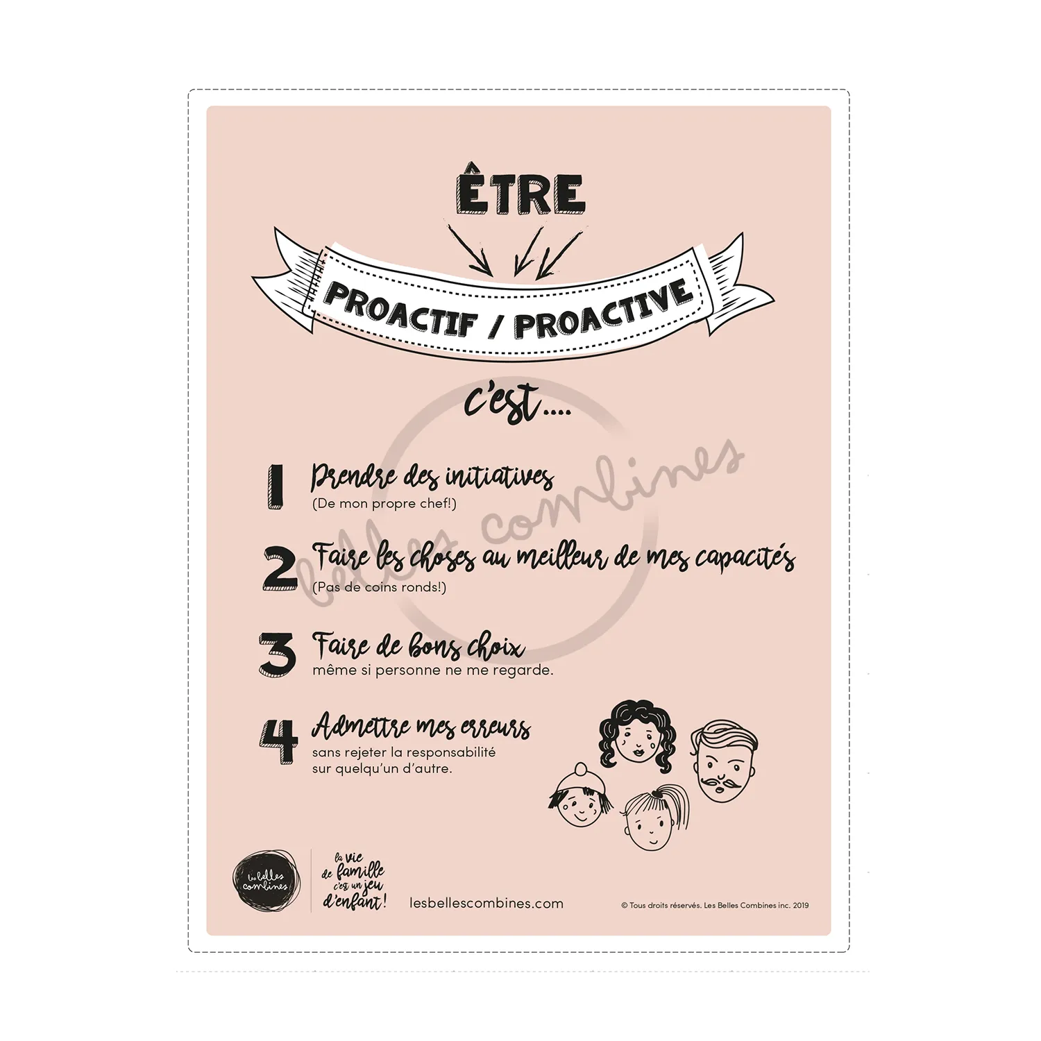 Les Belles Combines Être proactif affiche éducative française