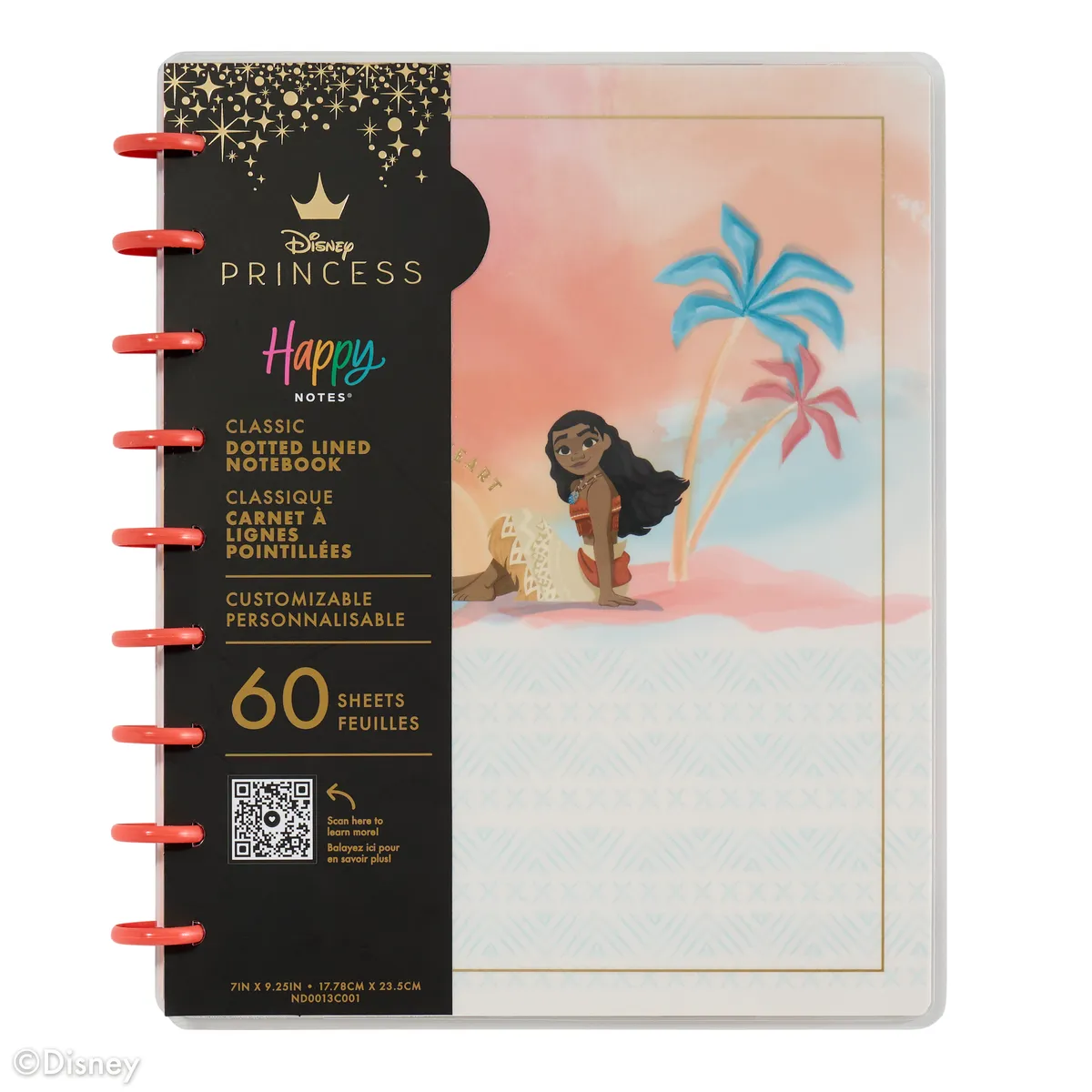 Happy Planner Disney Moana carnet pointillé ligné Classic 60 feuilles
