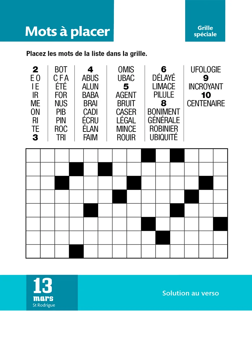 Frigobloc Jeux de lettres calendrier 365 jours à bloc grille