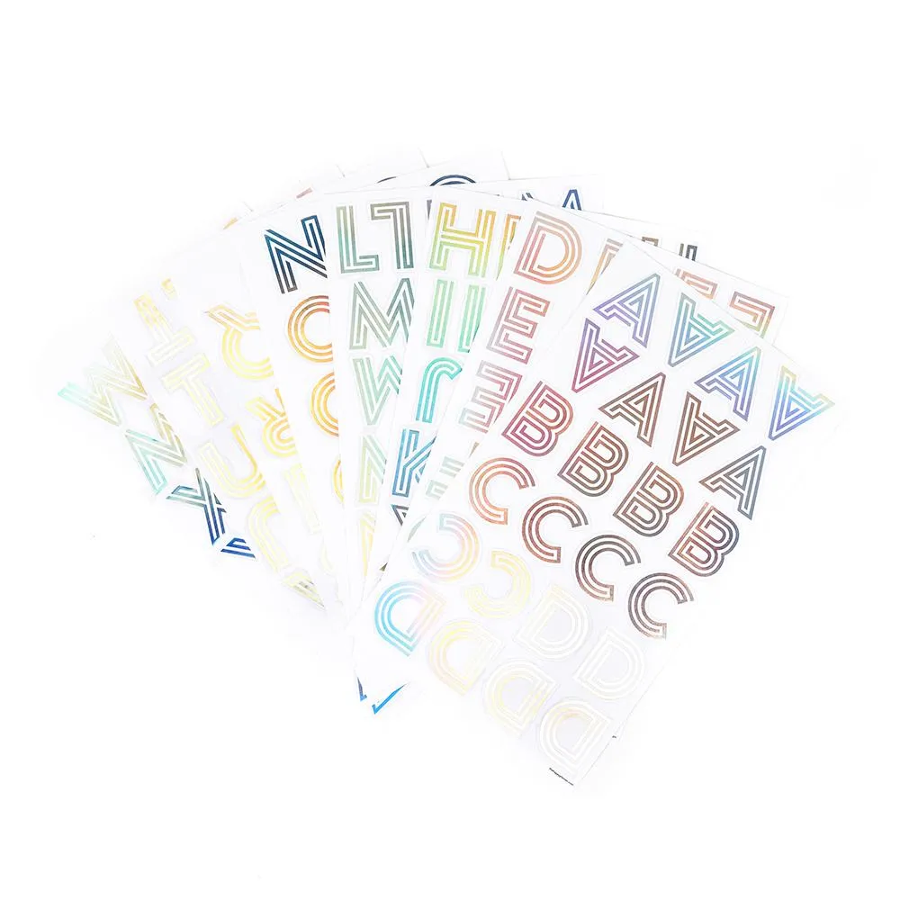 Happy Planner Art Deco Rainbow stickers alphabet 188 pièces
