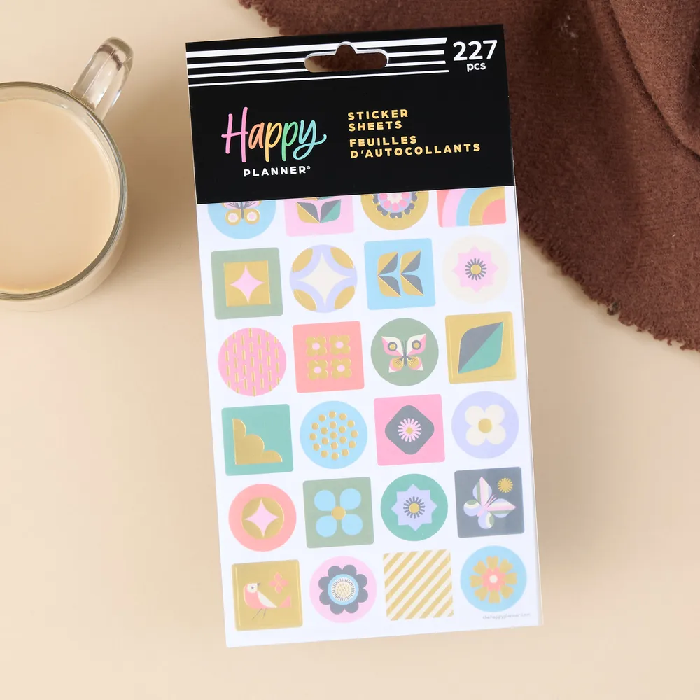 Happy Planner Mod Garden stickers vintage 10 planches 227 fleuri