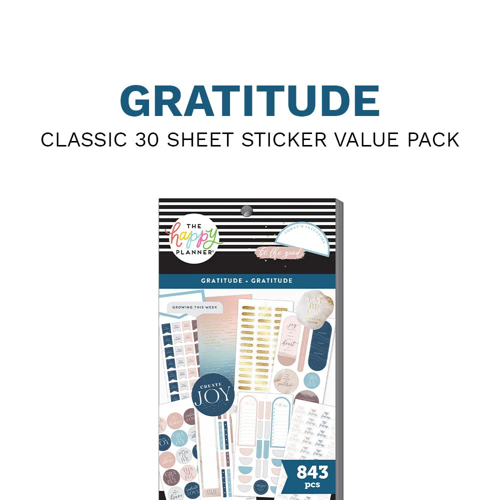 Happy Planner Value Pack Gratitude stickers 843 motifs doré
