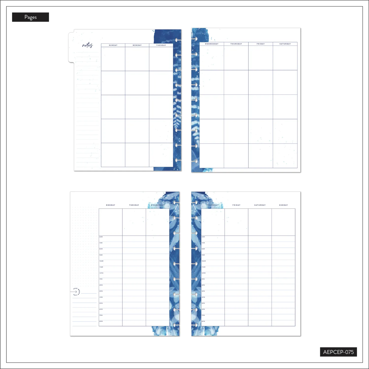Happy Planner Cyanotype recharge agenda Classic 4 mois