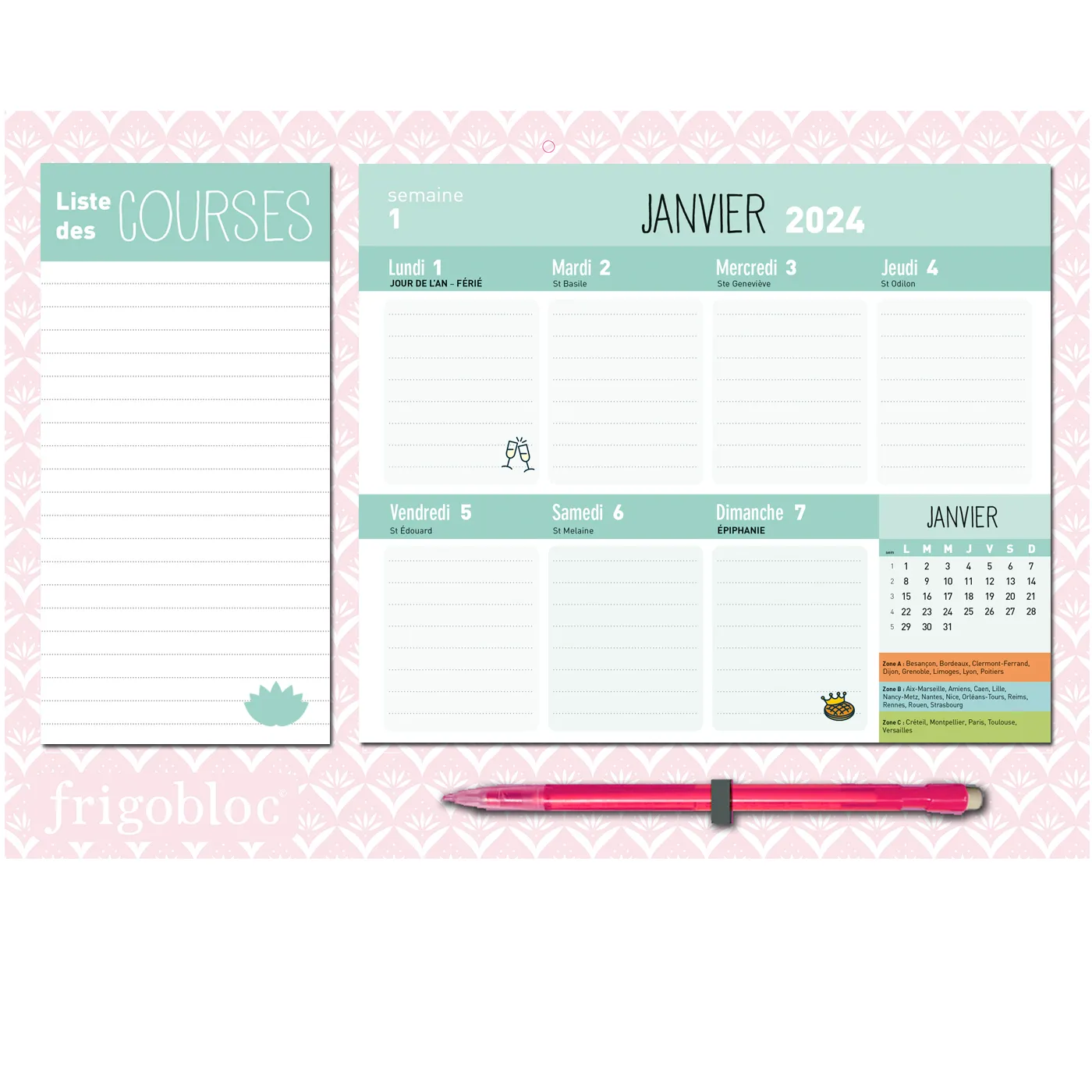 Frigobloc Mini Hebdomadaire Spécial zen calendrier 2024