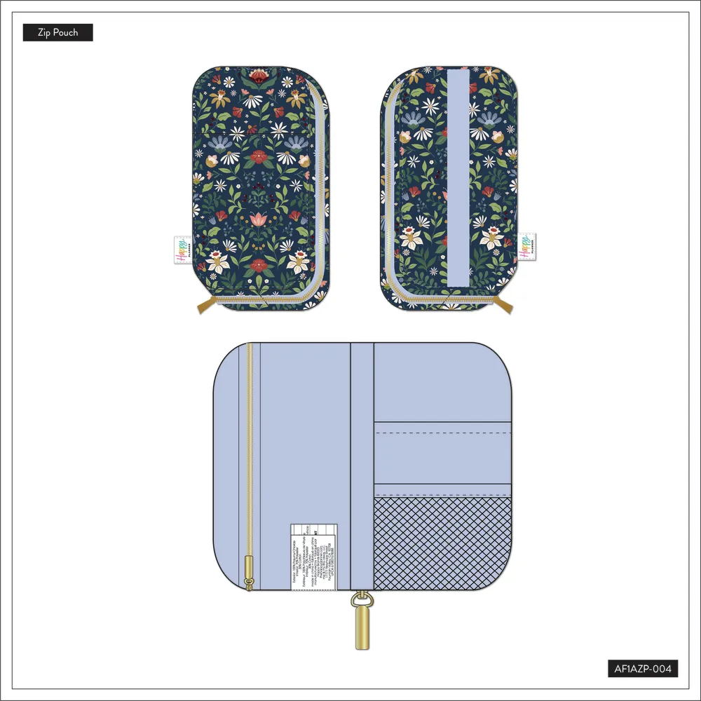 Happy Planner Forest Flowers pochette zippée élastique fleurs