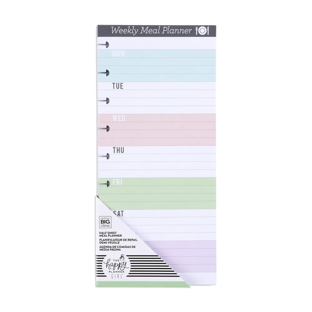 Happy Planner Daydreamer recharge repas demi-page 60 feuilles