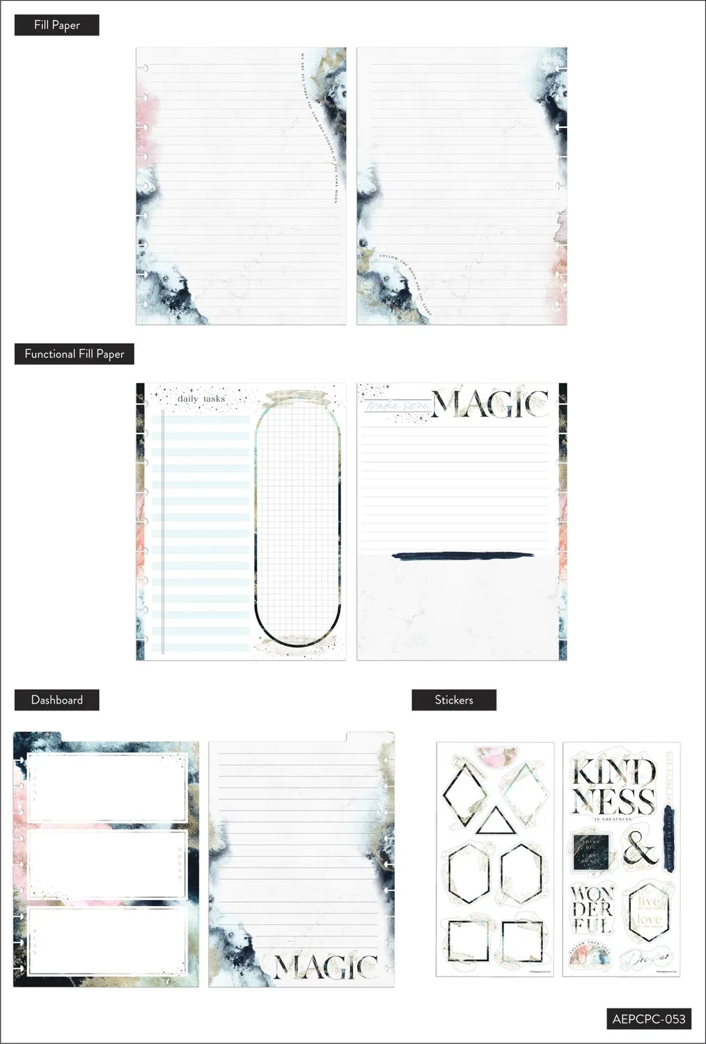Happy Planner Cosmic Watercolor kit planner Classic galaxy